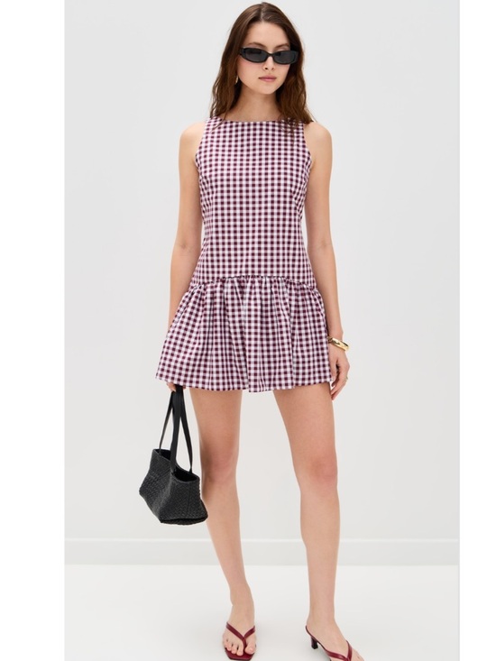 Peixoto Dresses & Skirts - Peixoto Addison Gingham Mini Dress Merlot Size Large Drop Waist NWT